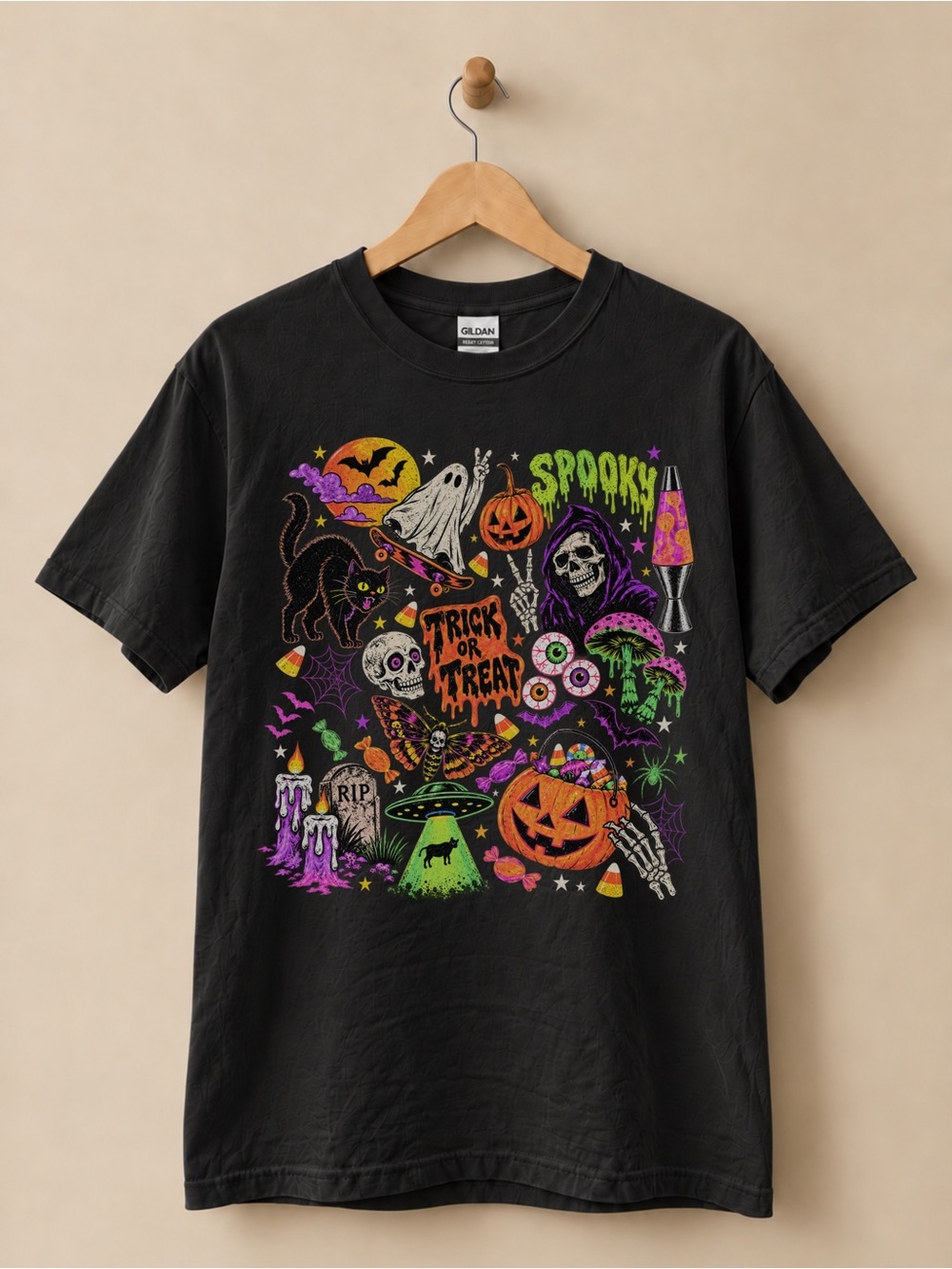 Colorful Spooky Season Tee Vintage Halloween Unisex T-shirt